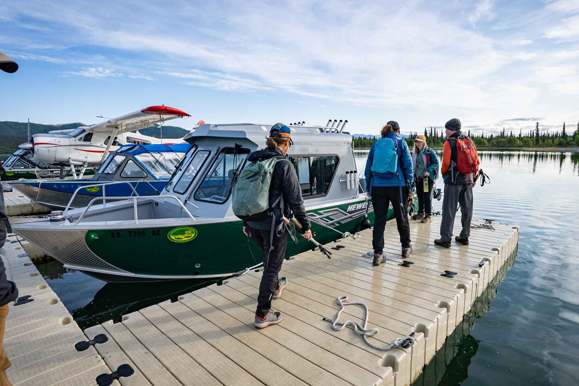 Boarding Lake Clark Lodge Boats