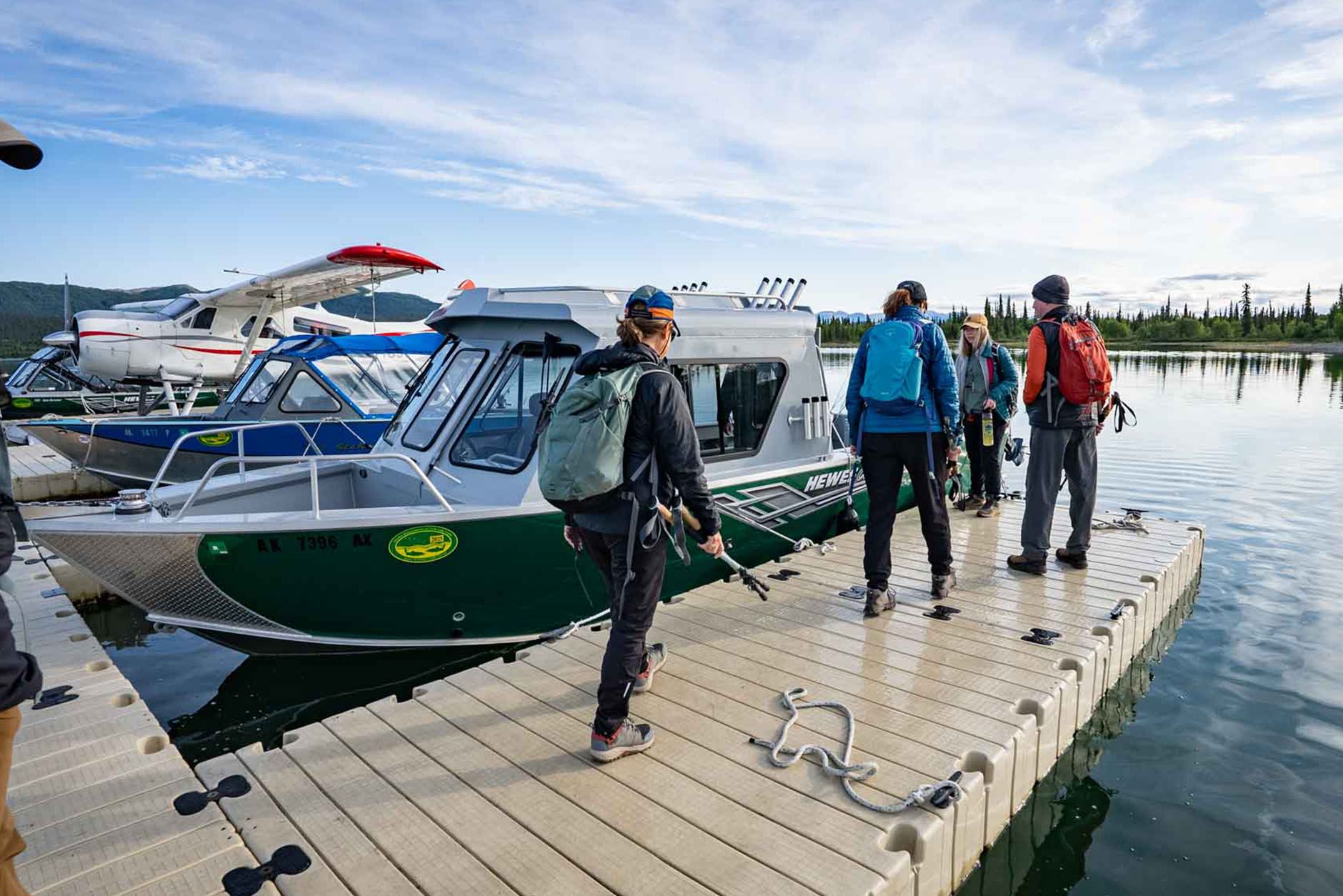 Boarding Lake Clark Lodge Boats